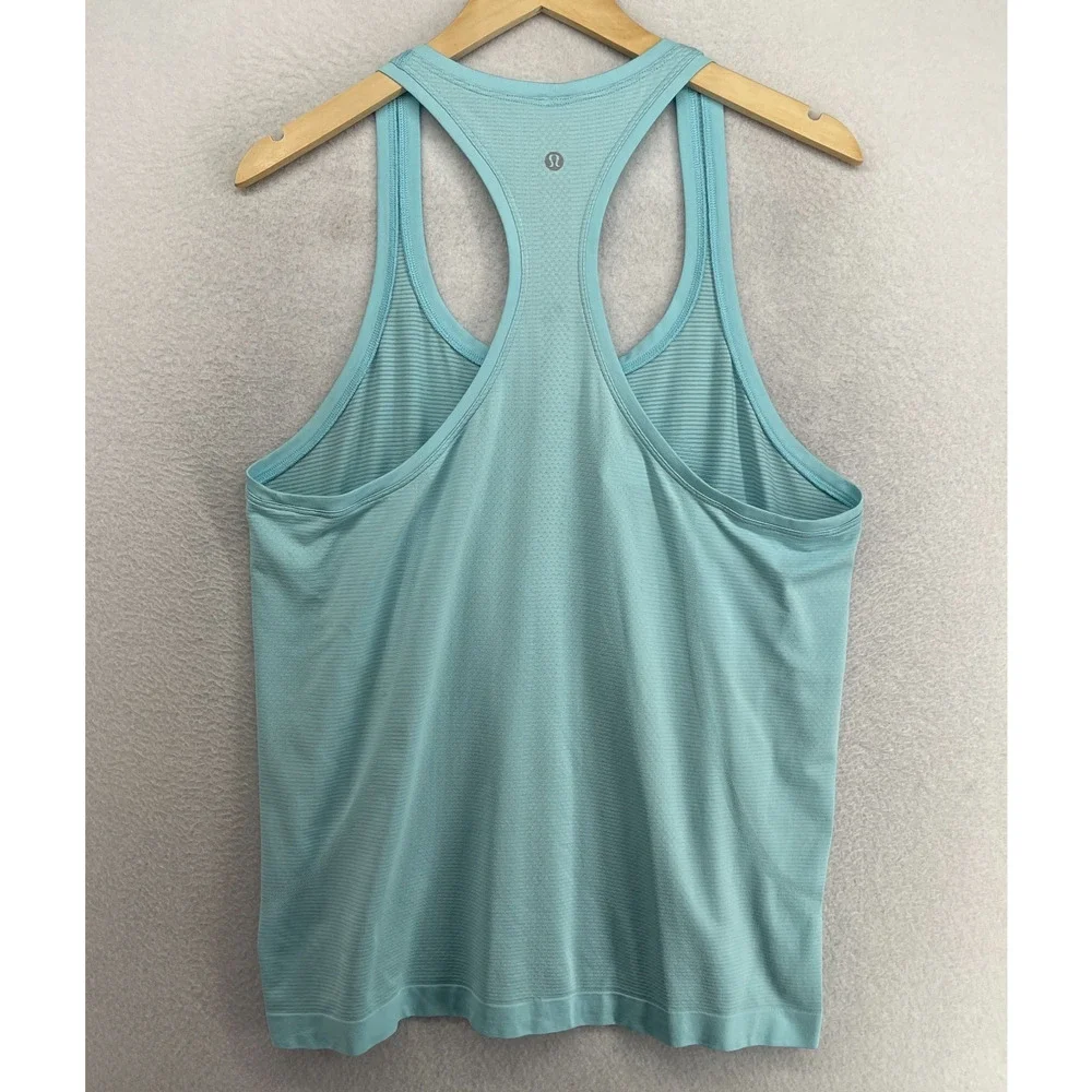 LULULEMON Top Womens L Swiftly Tech Racerback Tank 2.0 Striped Running Blue - Picture 3 of 13